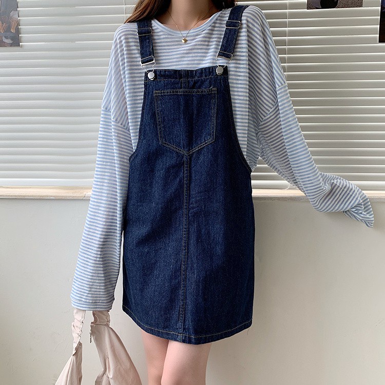 Váy yếm denim dáng rộng kiểu mới dễ phối đồ 36926