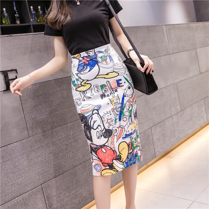 Chân Váy Bút Chì Lưng Cao In Họa Tiết Hoa Thời Trang Cho Nữ