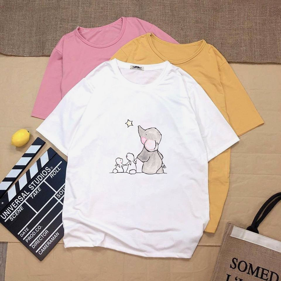 Áo thun nữ tay lỡ form rộng voi và bạn vải dày mịn 20N1215