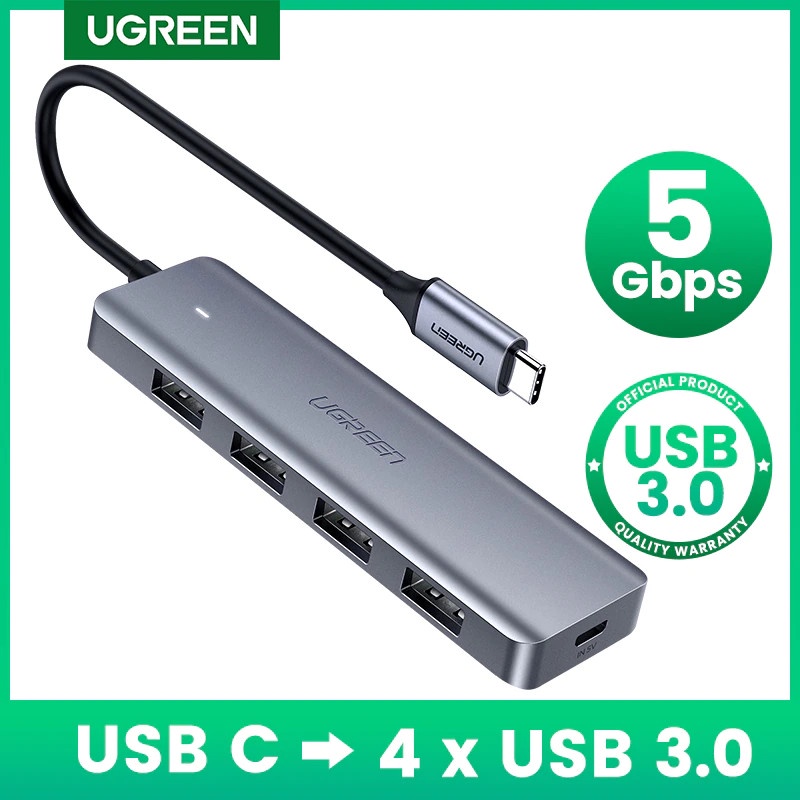 Bộ chia Hub USB Type C to 4 Port USB 3.0 Ugreen 70336 Chính Hãng CM164 (trợ nguồn MicroUSB)