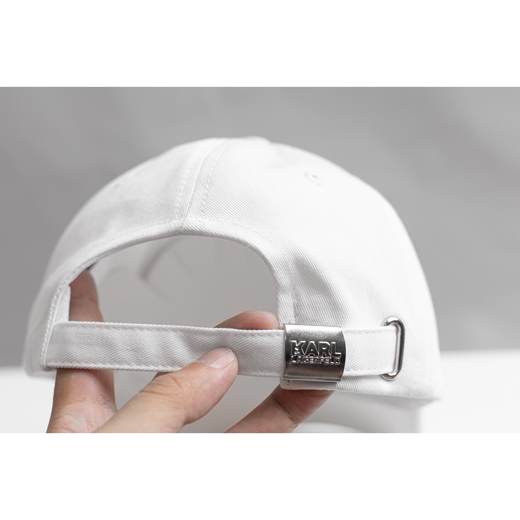 Nón lưỡi trai KA RL LAGERFIELD chất vải cotton Hàn Quốc cao cấp, logo cao su nổi 3D, màu đen, trắng