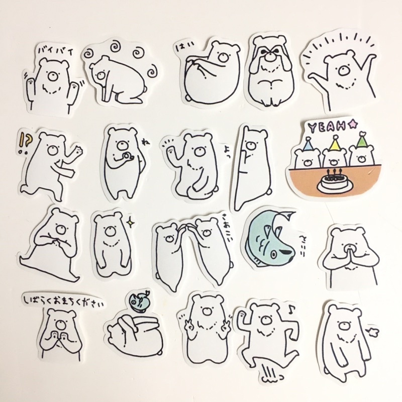 Sticker gấu trắng dán trang trí note, scrapbook, planner,... size 3-5cm