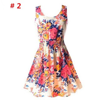 Đầm xoè nữ cộc tay in hoa