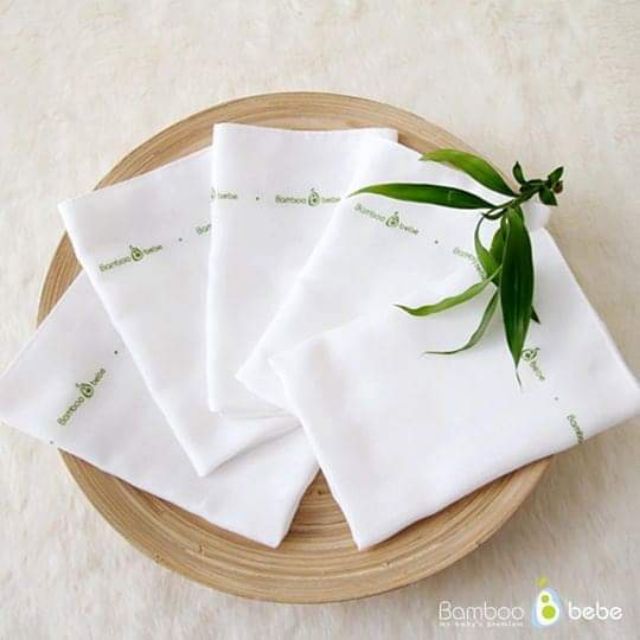 Set 10 khăn sữa sợi tre Bamboo Bebe trắng