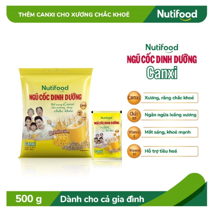 Combo 2 Ngũ cốc dinh dưỡng NutiFood - Canxi (20 gói x 25g)/hộp