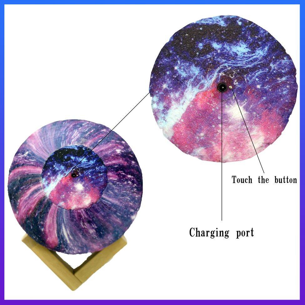 3D Print Galxy Moon Lamp 16 Colors Change Starry Sky Night Lamp Night Light