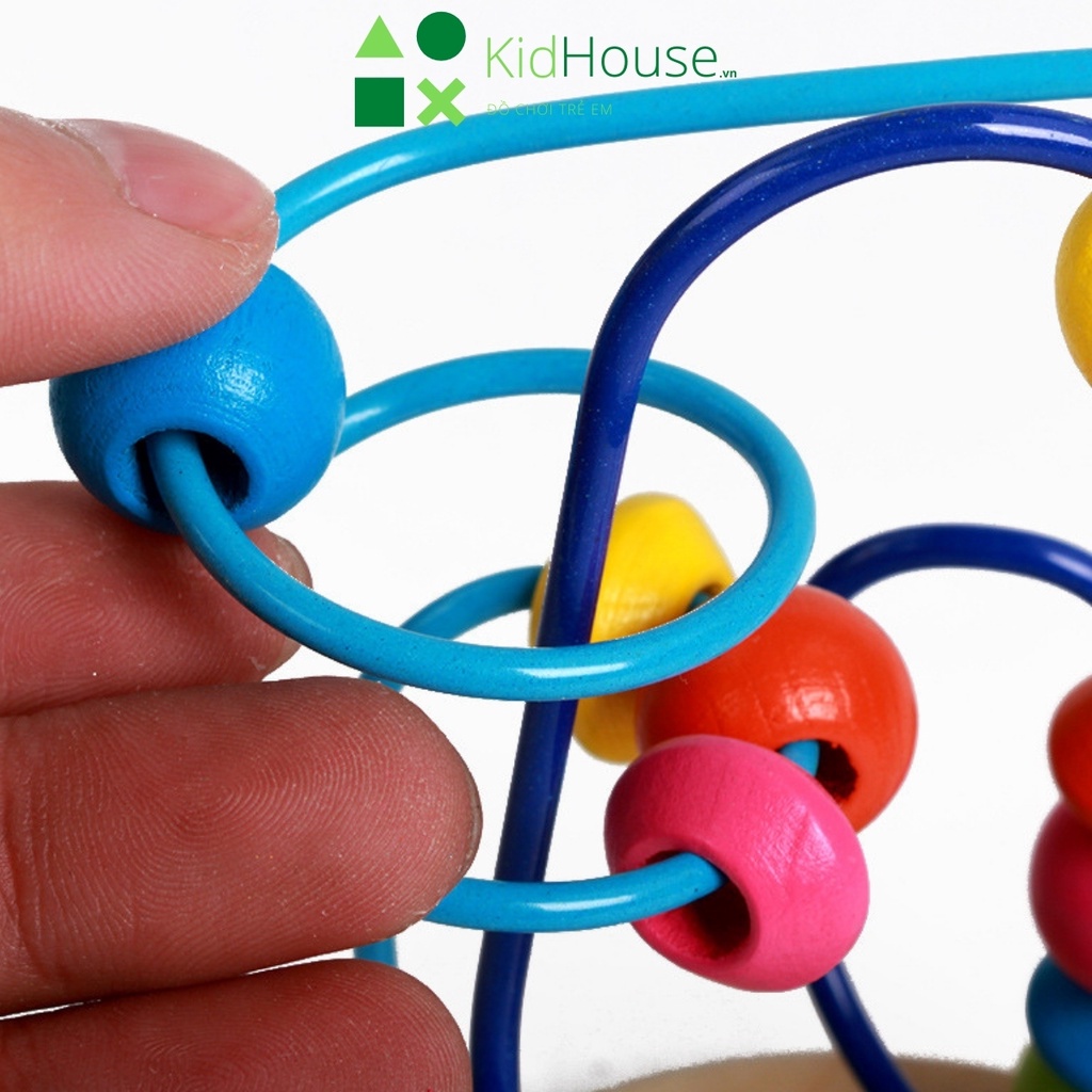 Đồ chơi gỗ montessori, bộ luồn hạt rèn luyện kỹ năng khéo léo, phát triển tư duy cho bé KidHouse.vn
