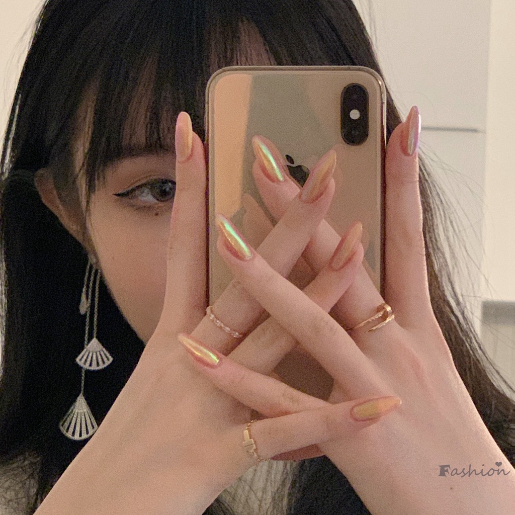 Bộ 24 Móng Tay Giả Loại Keo Dán Màu Hồng Cam Hồng / Cam Có Thể Tháo Rời Thời Trang Tiết Kiệm Thời Gian