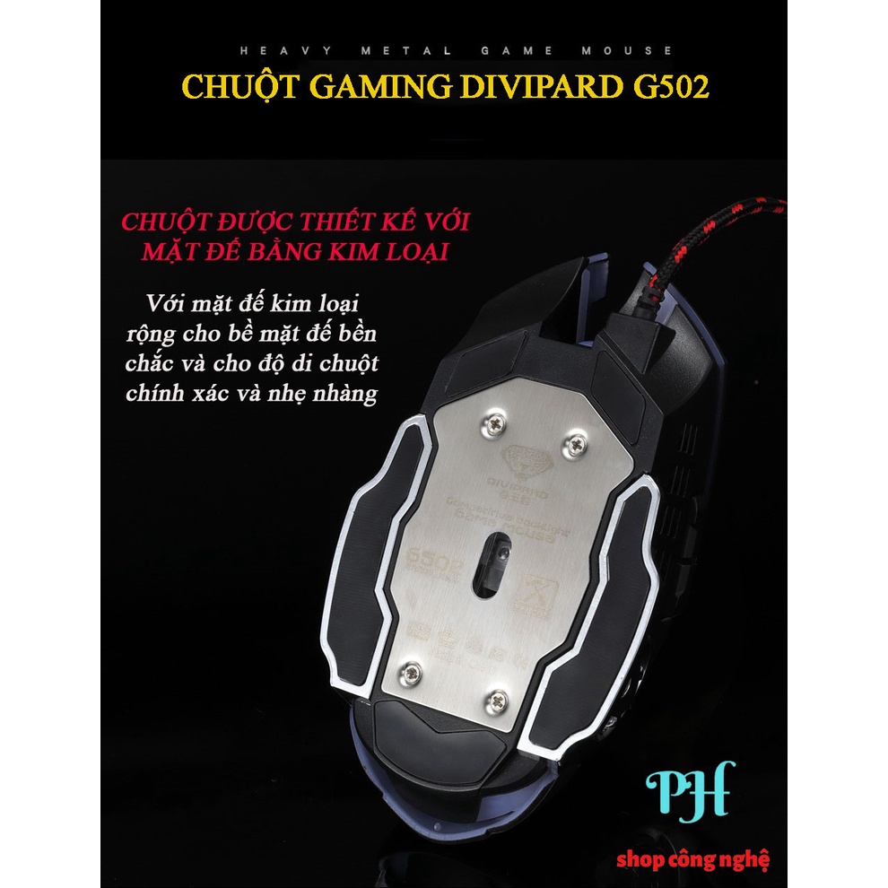 Chuột Gaming Có Dây DIVIPARD G502 Led Đa Màu DPI 3200 Thiết Kế Đẹp Phù Hợp Chơi Game Và Làm Việc