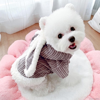 Áo Khoác Giữ Ấm Cho Thú Cưng Thiết Kế Tai Thỏ Dễ Thương