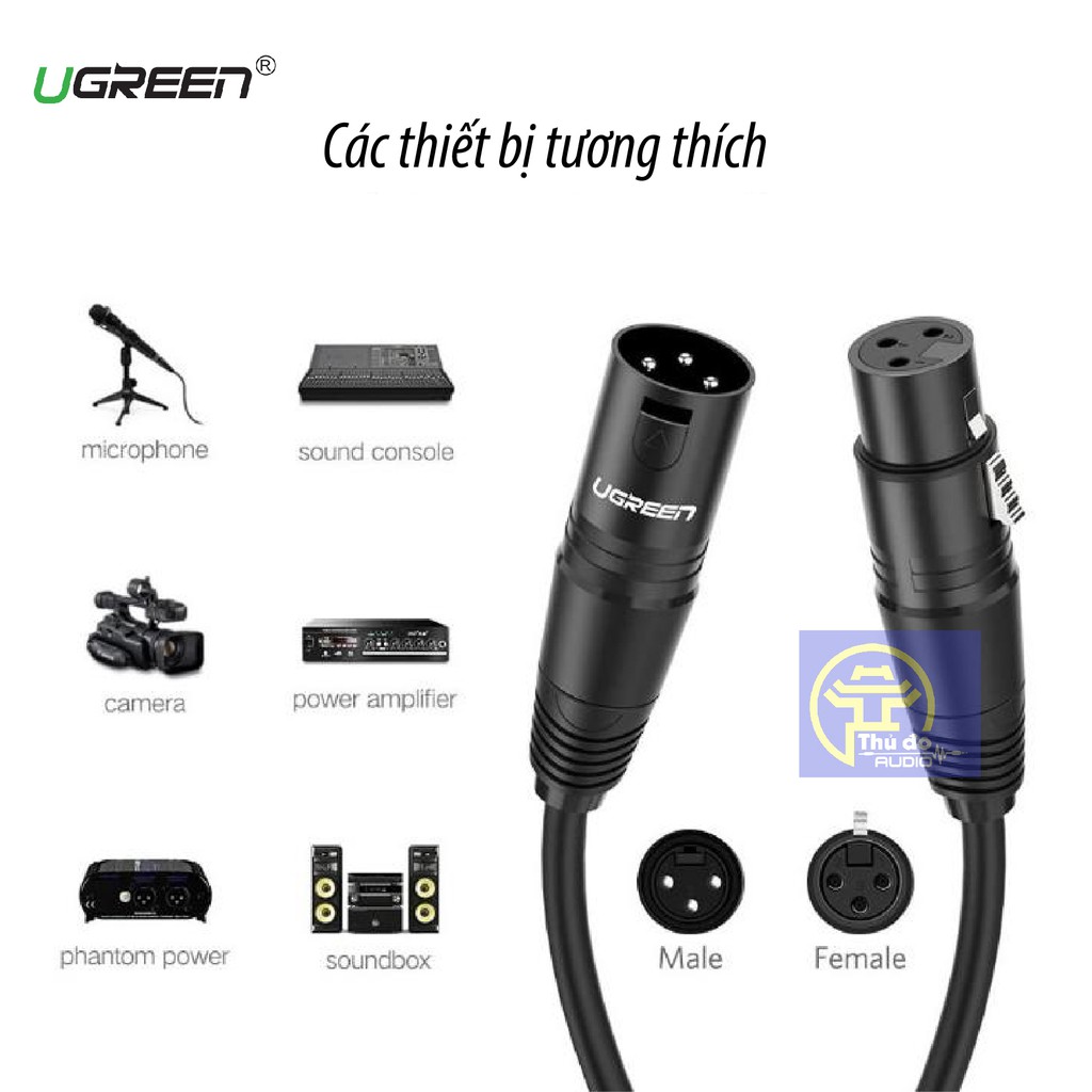 Dây Audio nối dài MIC XLR  6mm UGREEN AV130