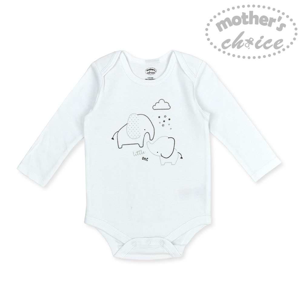 Bộ 3 Bodysuit dài tay cho bé trai bé gái màu trắng Mother's Choice - vải 100% cotton mềm mại thoáng mát IT2610