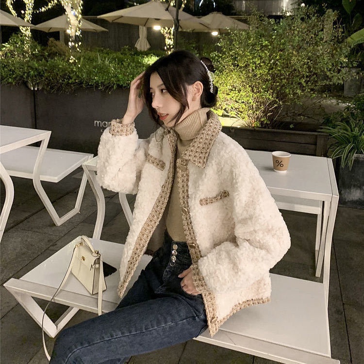 Áo khoác lông cừu phong cách Hàn Quốc thời trang dành cho nữ