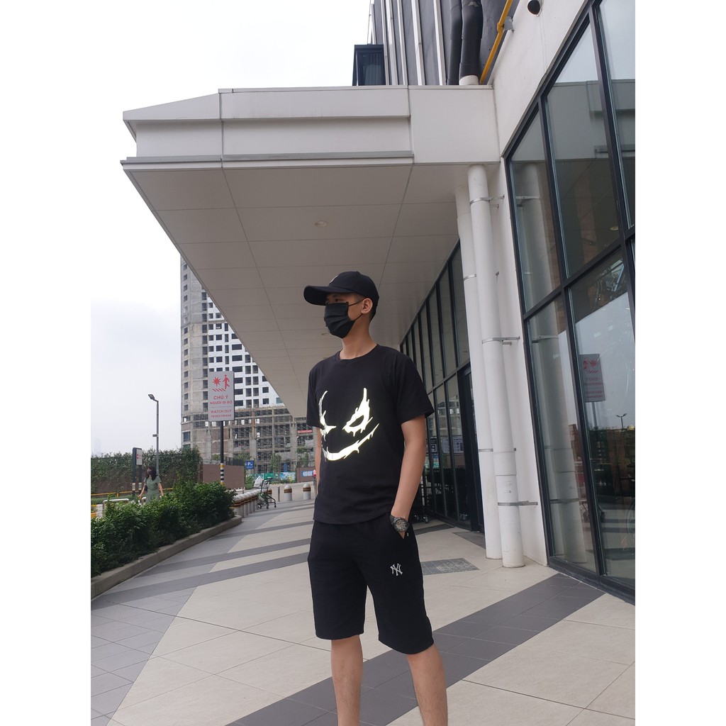 Áo Thun, Áo Thun Tay Lỡ Phom Rộng Unisex In Hình Mặt Quỷ, In Decal Phản Quang Siêu Đẹp | BigBuy360 - bigbuy360.vn