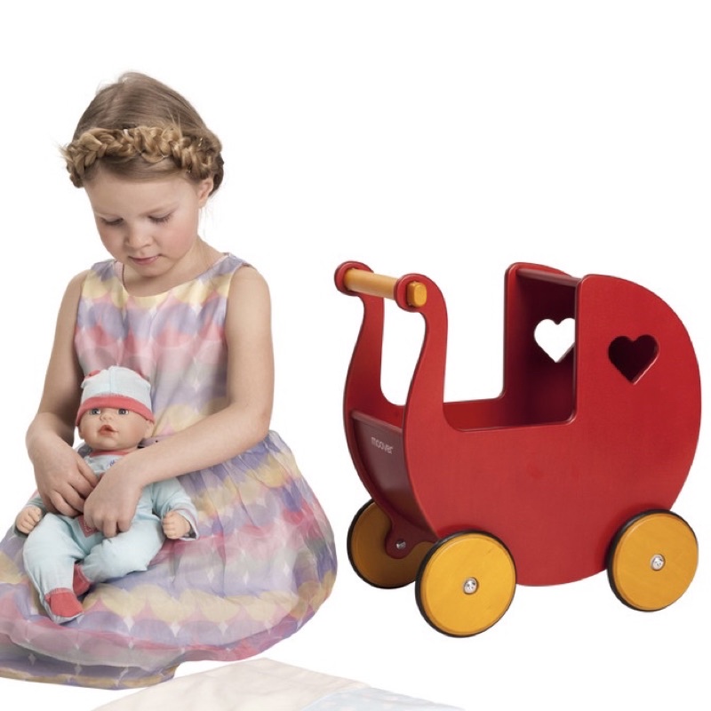 Bộ lắp ráp mô hình xe đẩy đồ chơi MOOVER bằng gỗ màu đỏ