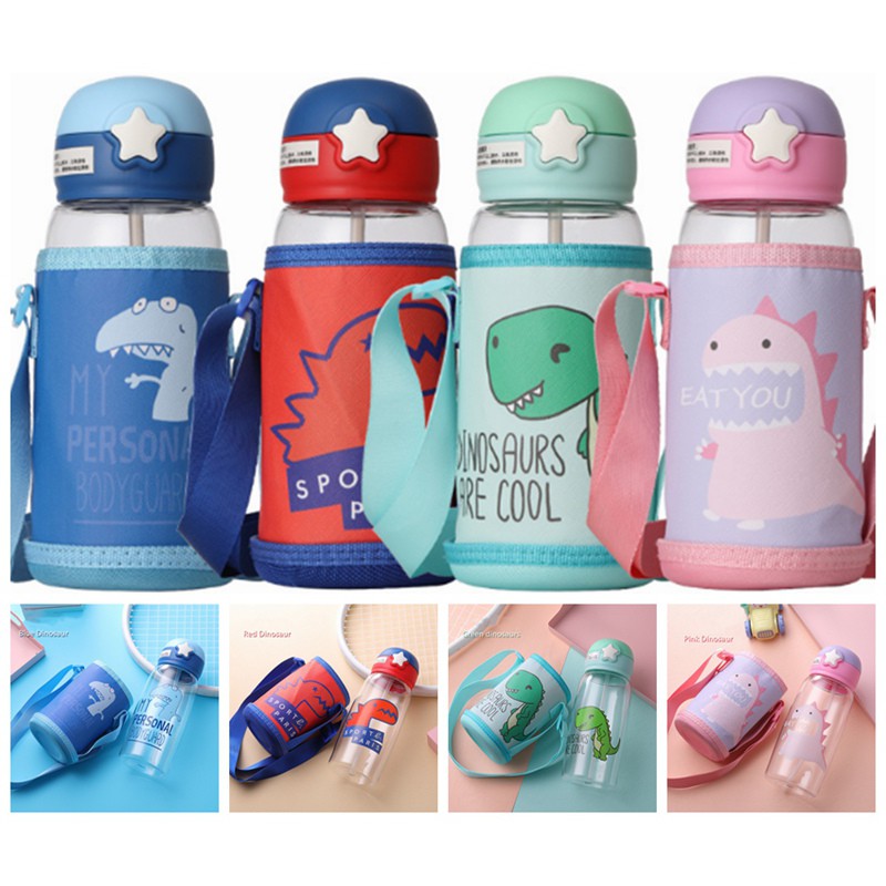 Bình Nước 700ml Họa Tiết Khủng Long Hoạt Hình Dễ Thương Cho Bé