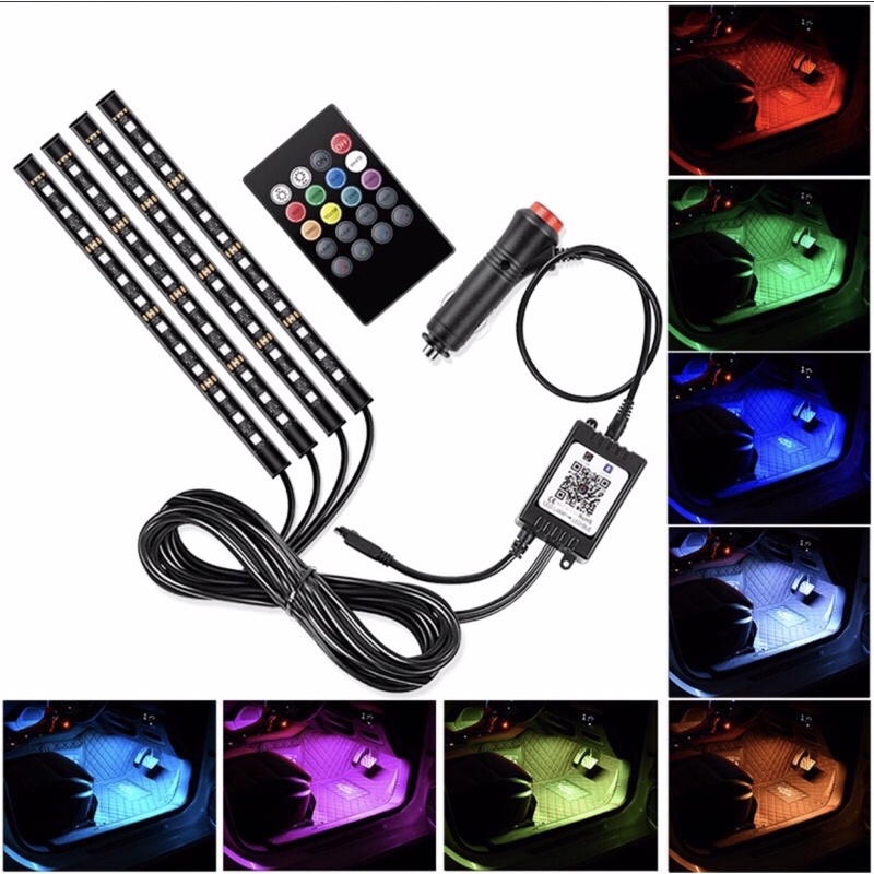 Đèn Led Gầm Ghế Ô Tô 4 Dải Mỗi Dải 48 LED,đèn led sàn ô tô