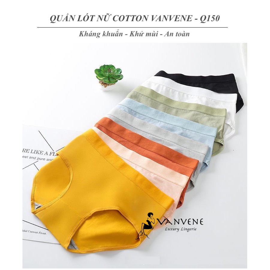 QUẦN LÓT NỮ COTTON VANVENE 8 MÀU CẠP VỪA LÓT MAY LIỀN CHỐNG BUNG, CHẤT LIỆU THOÁNG MÁT THẤM HÚT KHÁNG KHUẨN Q150