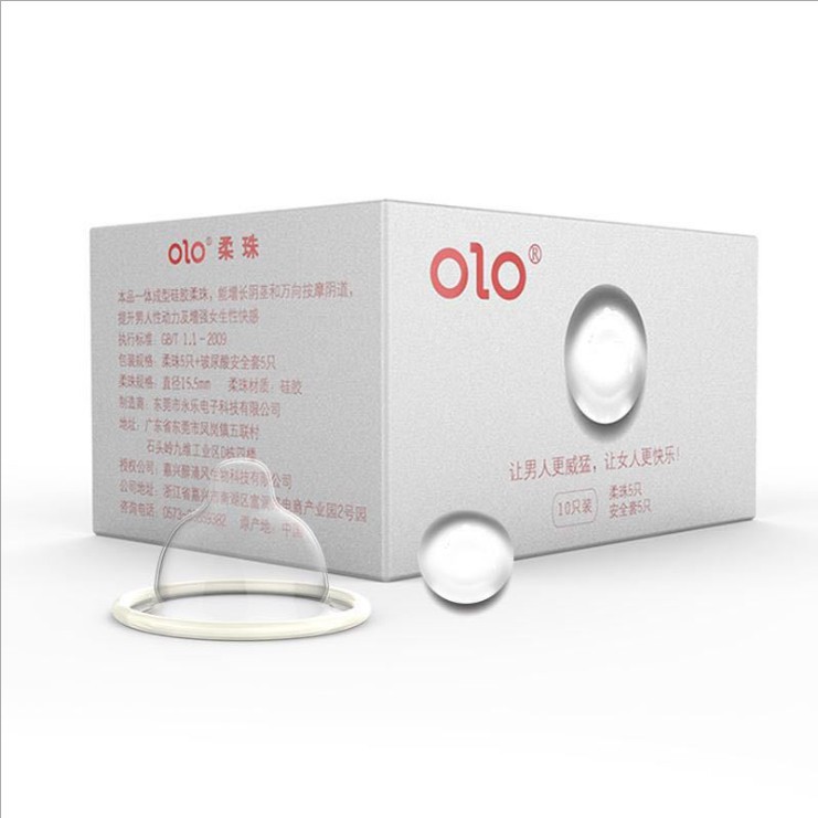 Bao cao su 001 OIO trắng siêu mỏng tăng kích thước 1,5 cm - Hộp 5 bao 5 bi - NinaGen