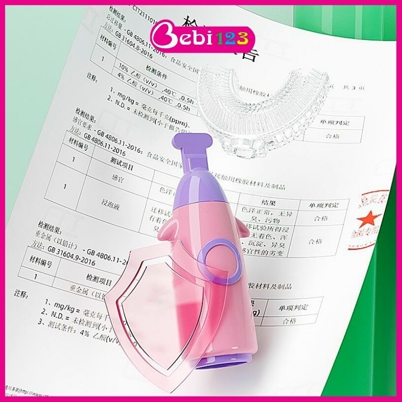 Bàn chải silicon, bàn chải đánh răng chữ U FUTURE cầm chắc tay cho bé