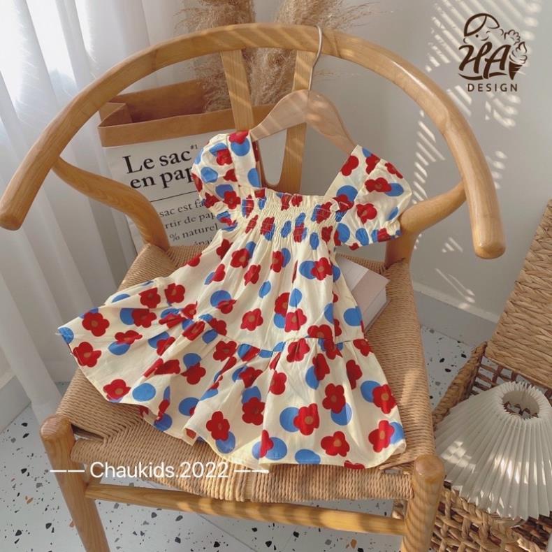 Váy thô hàn chun ngực bé gái