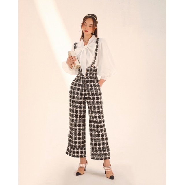 The19Club - Quần yếm tweed caro Sophia Pants