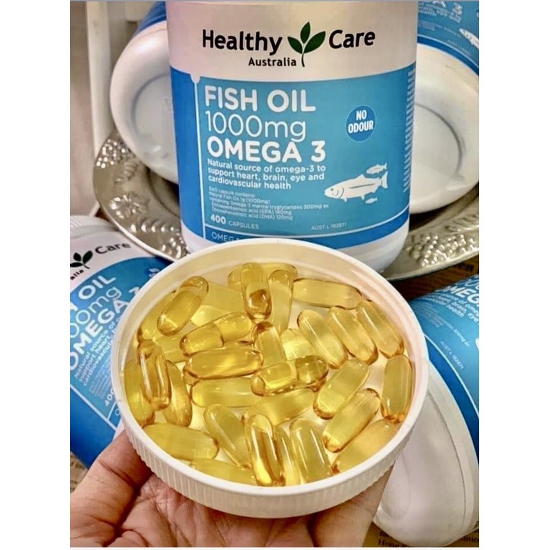 💙🐠 Viên uống Dầu Cá Tự Nhiên Healthy Care Fish Oil 1000mg Omega 3 của Úc 400 viên🐠💙