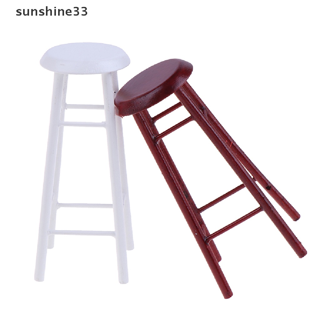 Mô Hình Ghế Đẩu Cao Cổ Bằng Gỗ Tỉ Lệ 1: 12 Trang Trí Nhà Búp Bê