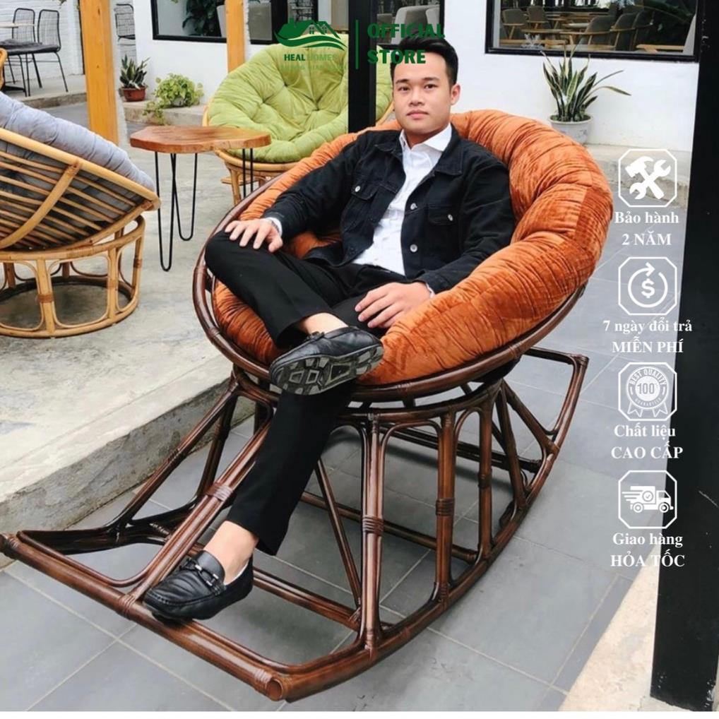 Ghế lười bập bênh thư giãn Papasan 1m2 mây phòng ngủ cho bé, decor ban công, trang trí phòng khách xem tivi / Đà Nẵng