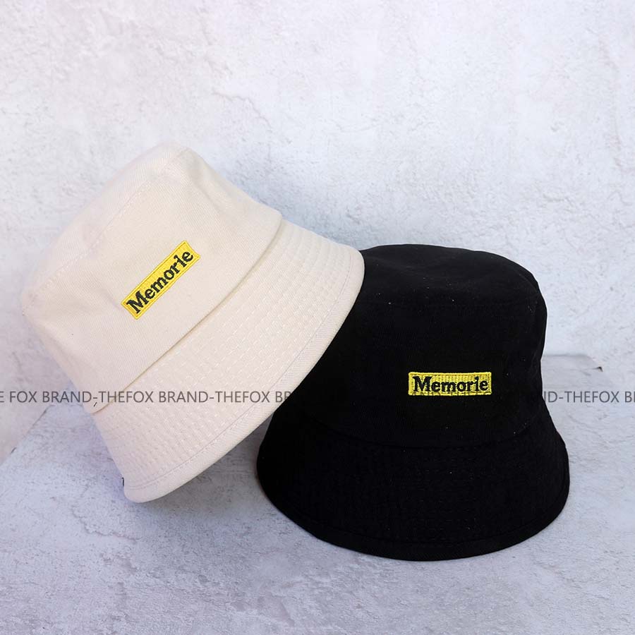 Mũ bucket nam nữ Unisex vành cụp chất nhung tăm phong cách Ulzzang thêu hình Memorie