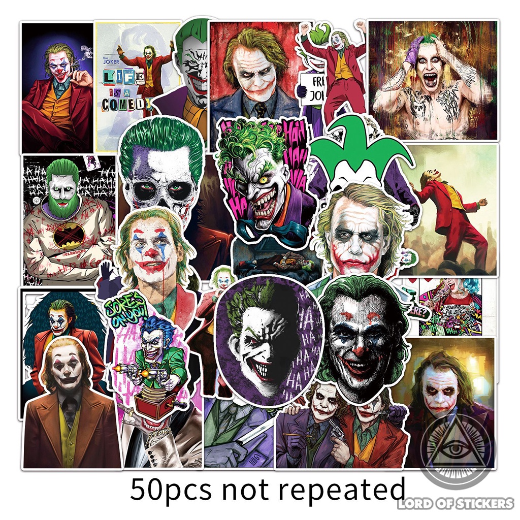 Set 50 Hình Dán The Joker Sticker DC Comics Chống Thấm Nước Trang Trí Mũ Bảo Hiểm, Laptop, Ván Trượt, Vali, Điện Thoại