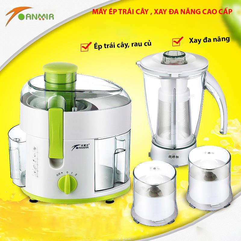 Máy xay sinh sinh tố, thực phẩm, ép hoa quả đa năng Anmir cao cấp, bộ sản phẩm 2 trong 1, bảo hành 12 tháng