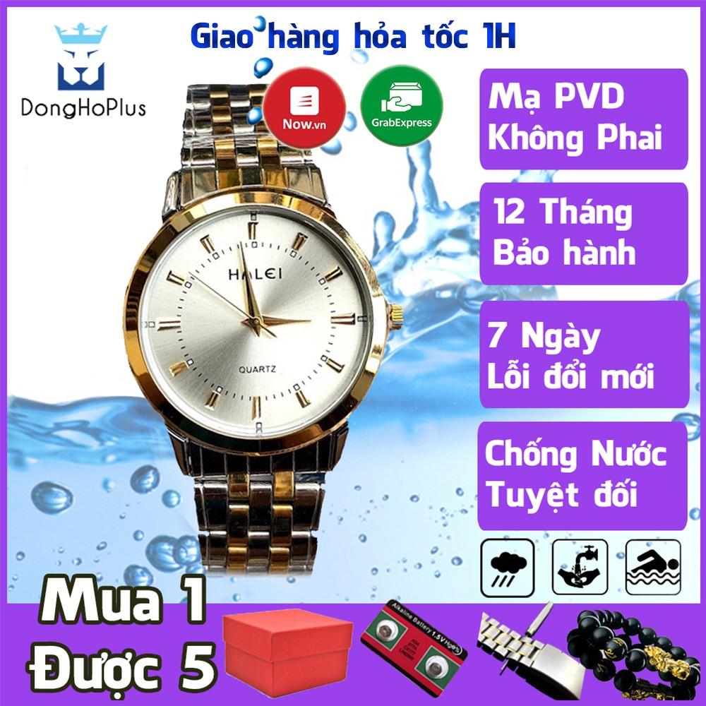 Đồng Hồ Nam Nữ HALEI 502 Dây Thép Demi chống xước tốt, chống nước tuyệt đối, mạ chống gỉ bền màu