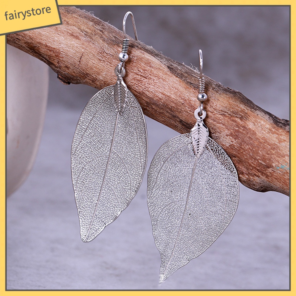 Khuyên tai nữ thiết kế hình lá cây phong cách retro thời trang