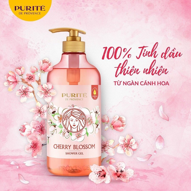 sữa tắm Purite De Prôvence 850ml( mẫu mới)+quà tặng 2 gói dầu gội 6gr