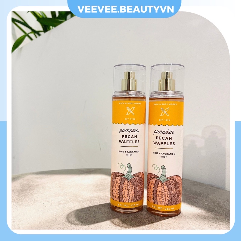 Body Mist PUMPKIN PECAN WAFFLES - Xịt Thơm Toàn Thân Bath and Body Works BBW Khử Mùi Nước Hoa