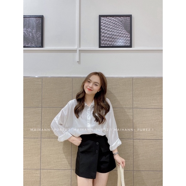 Quần giả chân váy ba khuy vạt lệch thô mịn | BigBuy360 - bigbuy360.vn