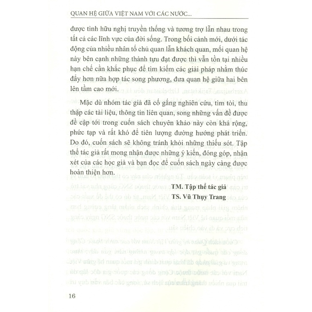 Sách - Quan Hệ Giữa Việt Nam Với Các Nước Thuộc Cộng Đồng Các Quốc Gia Độc Lập Trong Những Năm Gần Đây