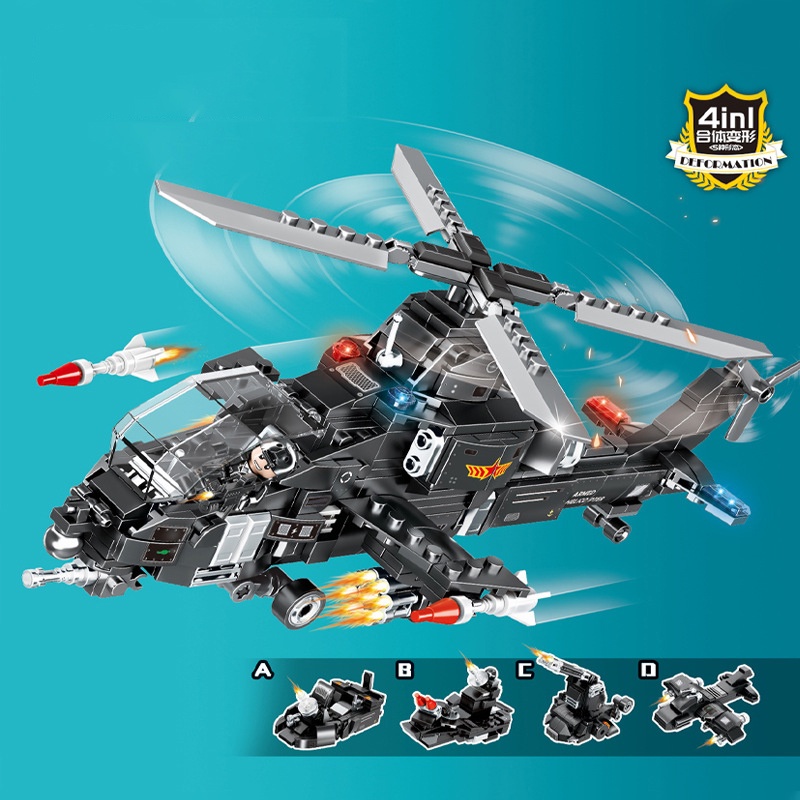 BỘ ĐỒ CHƠI XẾP HÌNH Xe Swat, Tàu Chiến Hạm - Đồ Chơi Lắp Ráp Máy Bay