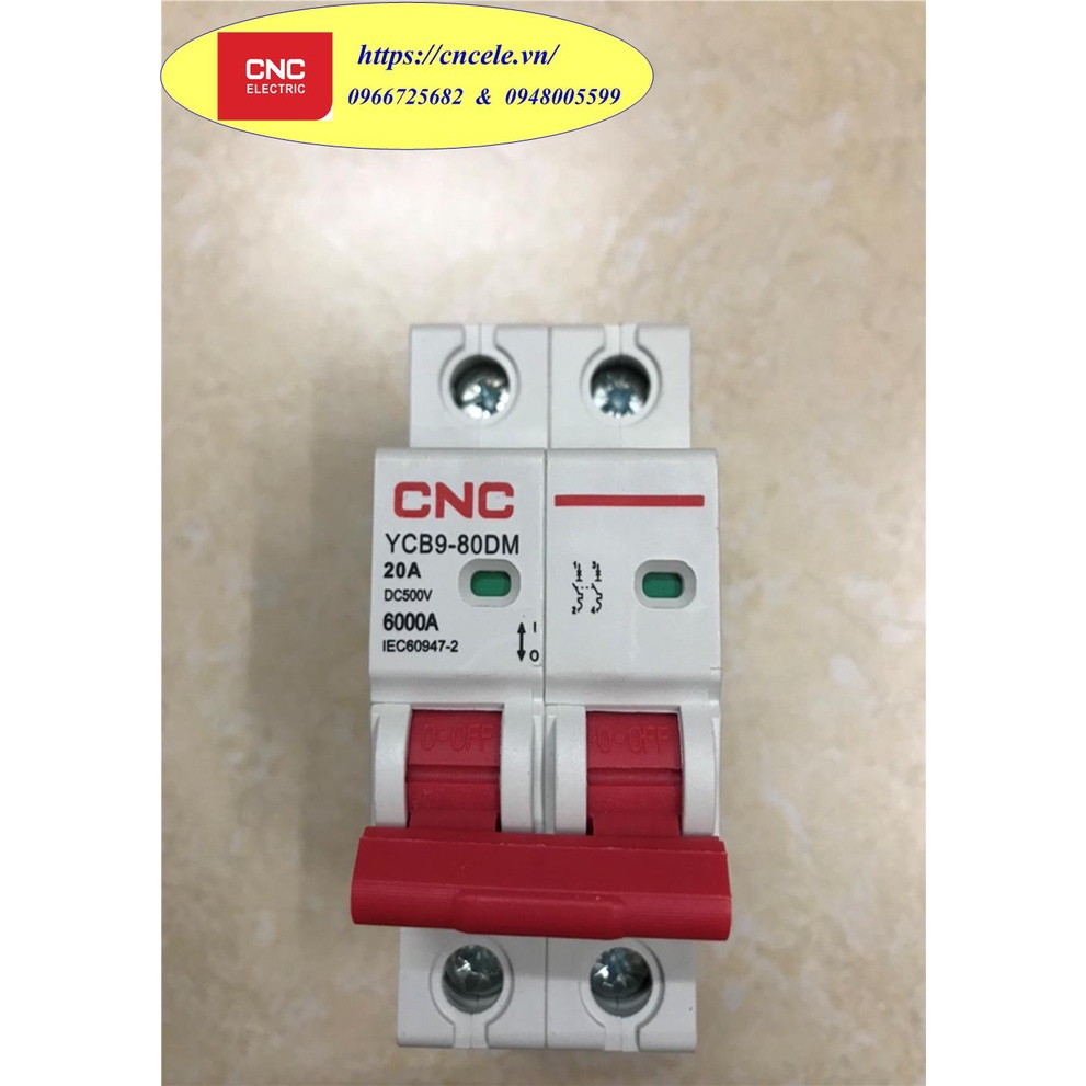 Aptomat một chiều DC loại MCB 2P - 20A; Hãng CNC, Mã YCB9-80DM