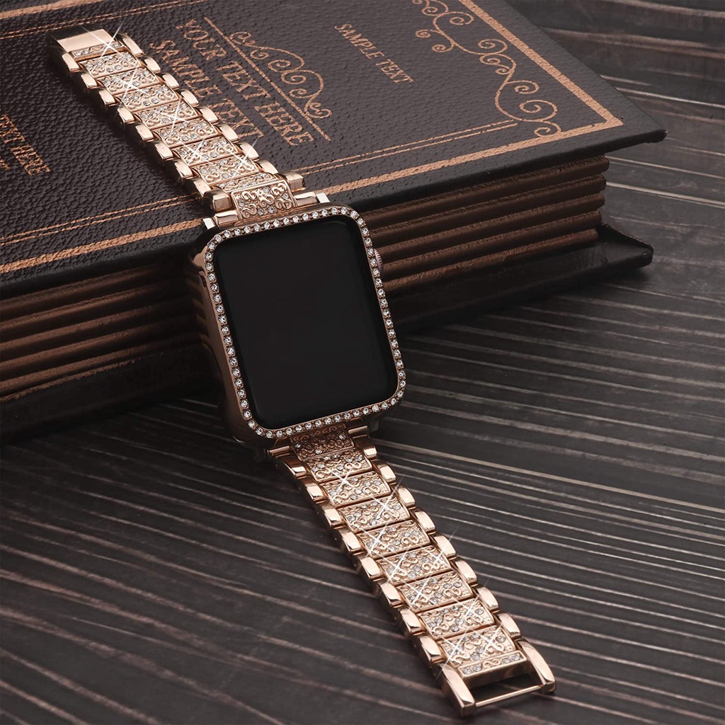 Ốp Dây Đeo Đồng Hồ Bằng Kim Loại 40mm 44mm 41mm 45mm 40 mm iWatch series 3 4 5 6 se 7
