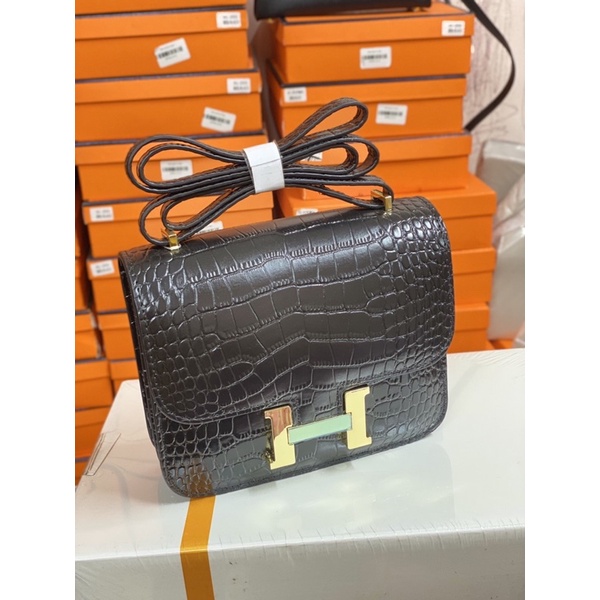 Túi xách cao cấp HM da bò epsom size 22cm, form dáng chuẩn hai màu fullbox