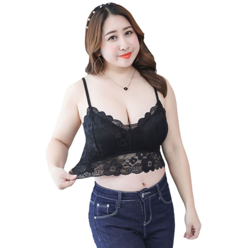 Áo Croptop Ren Hoa Cổ V Sâu Gợi Cảm Plus Size