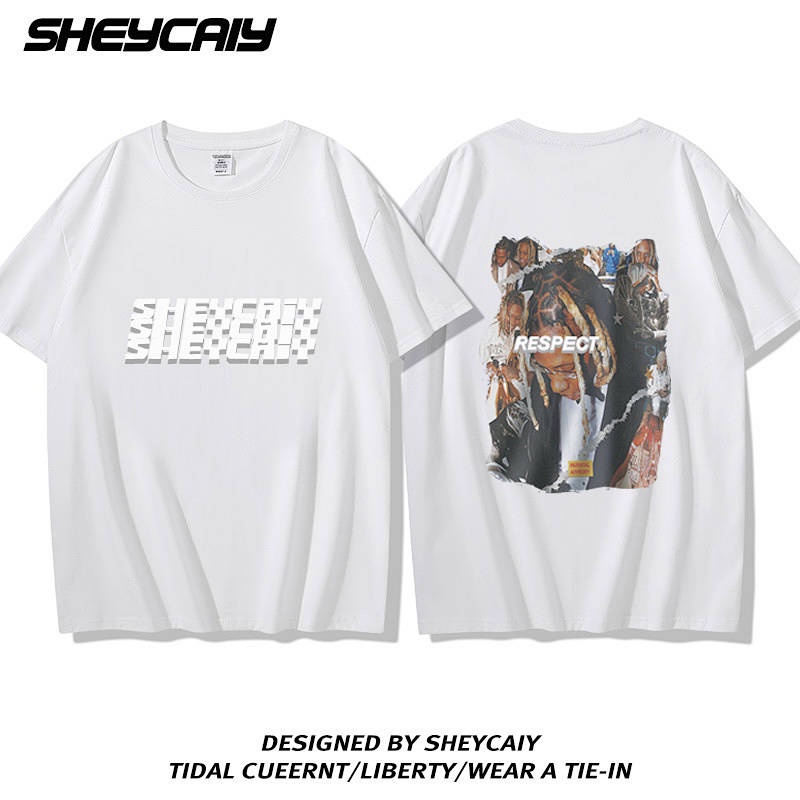 Summer Pure Cotton American Short-Sleeved T-shirt Men's Ins Harajuku Style Design Sense Niche Retro Easy Matching Loose Top T-shirt pOP4