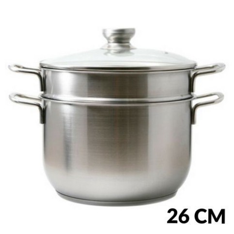 Bộ nồi xửng hấp inox 430 FiveStar Standard 3 đáy nắp kính (28cm)