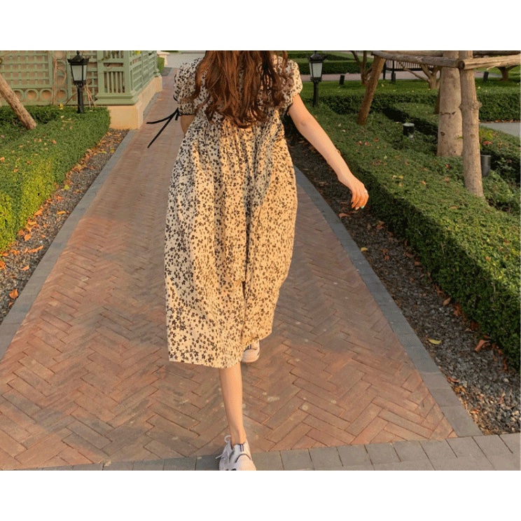 Đầm Midi Dáng Rộng Họa Tiết Hoa Phong Cách Pháp Thời Trang Mùa Hè Xinh Xắn Cho Nữ