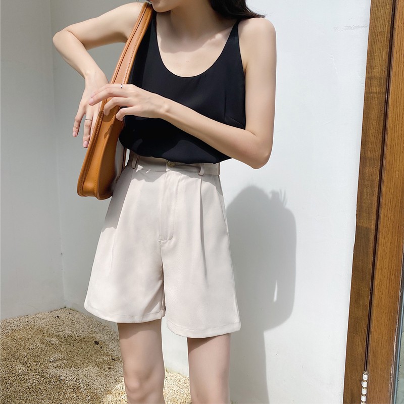Quần Short Dáng Chữ A Ống Rộng Lưng Cao Thời Trang Mùa Hè Hàng Mới 2020 Dành Cho Bạn Nữ