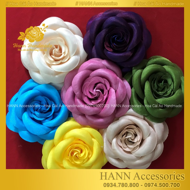 Tag hoa cài áo loại to 10cm - Hoa cài áo handmade