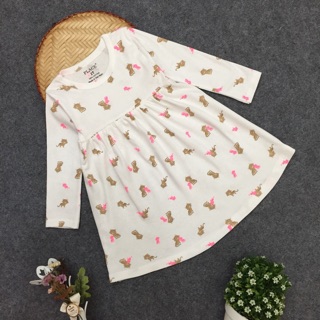Váy cotton dài tay bé gái