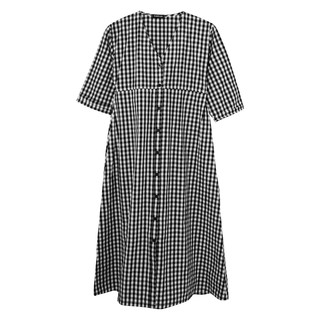 Đầm maxi caro trắng đen I-D06